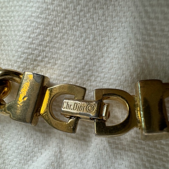 š„RARE, VINTAGEš„Christian Dior Curb Chain Necklace with Swavorski Crystals - Picture 5 of 8